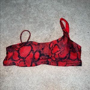 snakeskin one shoulder bikini top